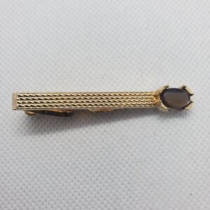 Swank Gold Tone & Brown Stone Tie Clip